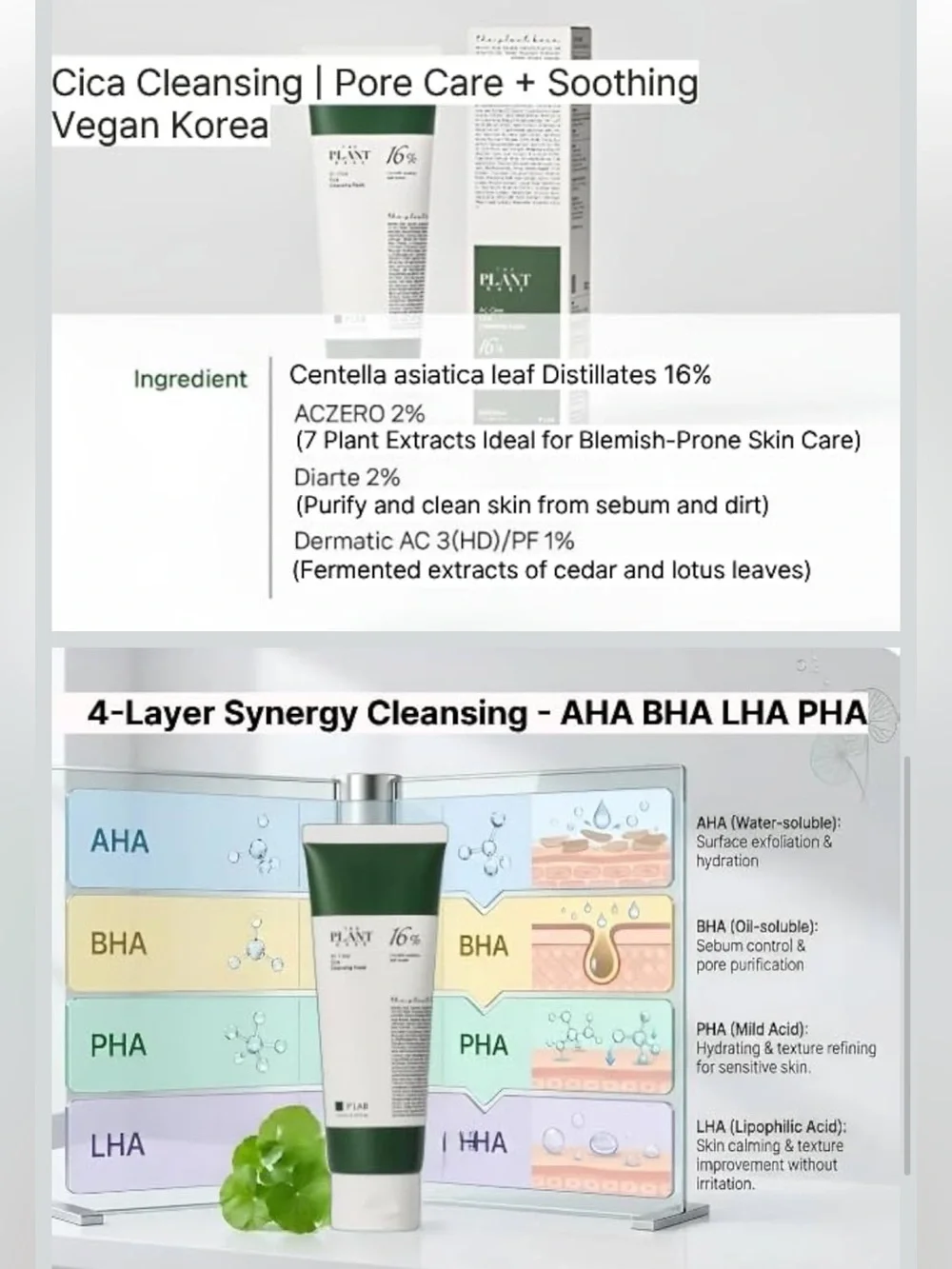 THE PLANT BASE AC Clear Cica Cleansing Foam KBeauty Korean Skincare New In Box